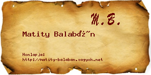 Matity Balabán névjegykártya